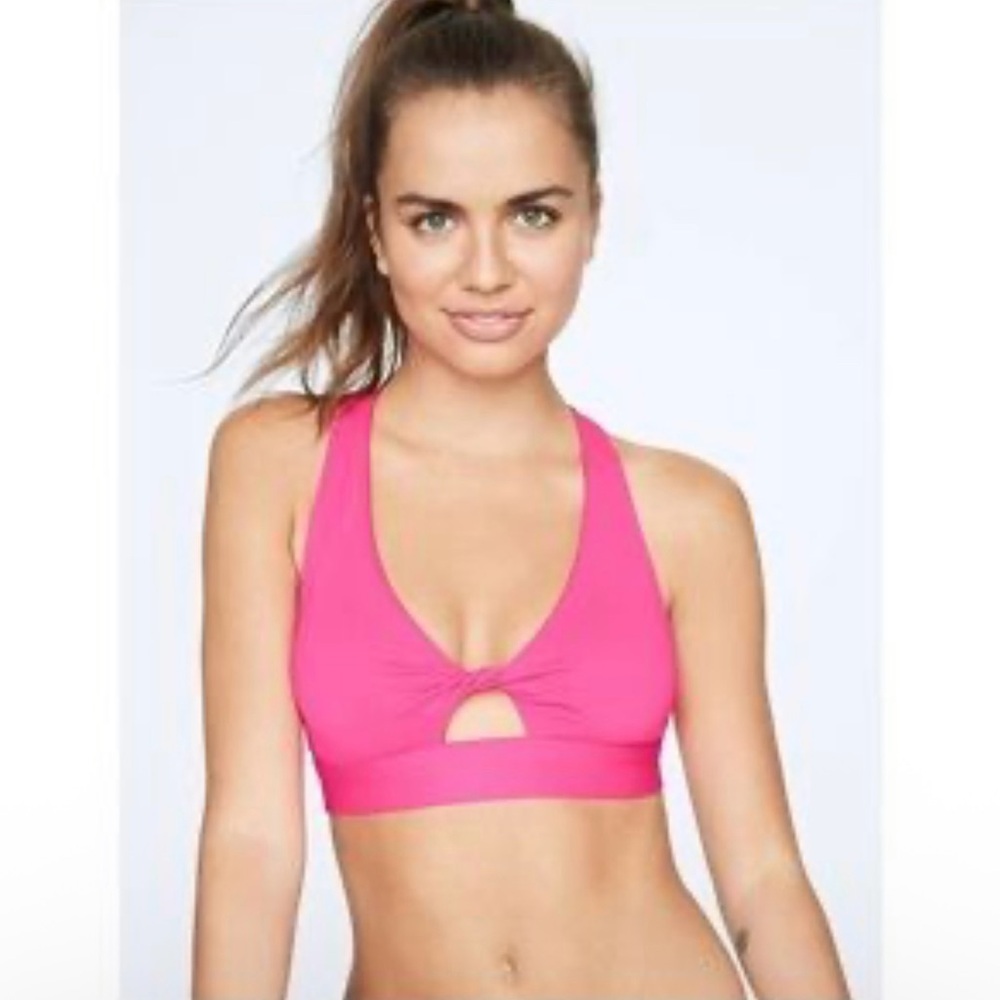 Victorias Secret Hot PINK Cut Out Fitness Workout Gym Sports Bra Women’s small